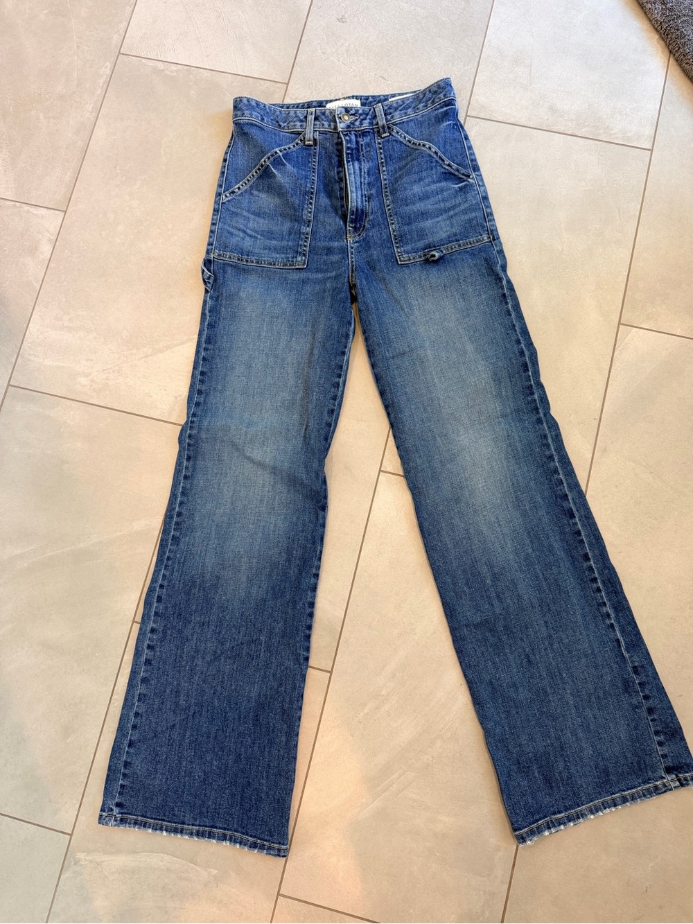 Nili Lotan Wide-Leg Jeans in Blue Denim